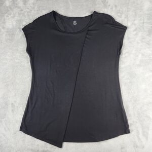 Gaiam Womens Black Top Short Sleeve Size L Large